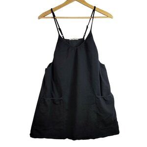 Listicle Women Dress with Shorts Liner Black Large Adj Strap Pockets Short Mini